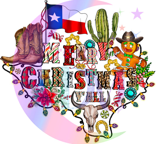 Christmas DTF - merry christmas y'all Texas