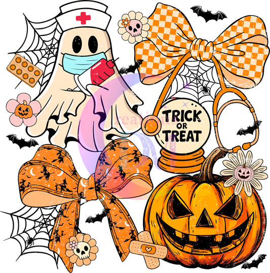 Halloween  - nurse halloween and pumpkins