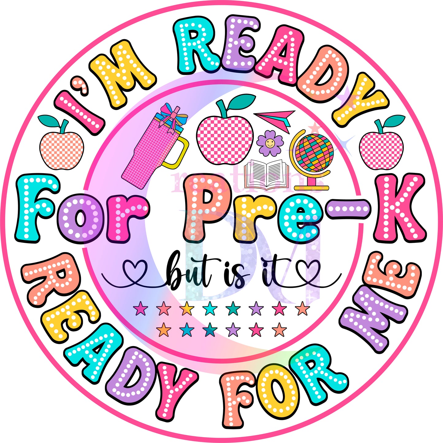 back to school DTF - retro with dots - im ready for pre-k but is it ready for me