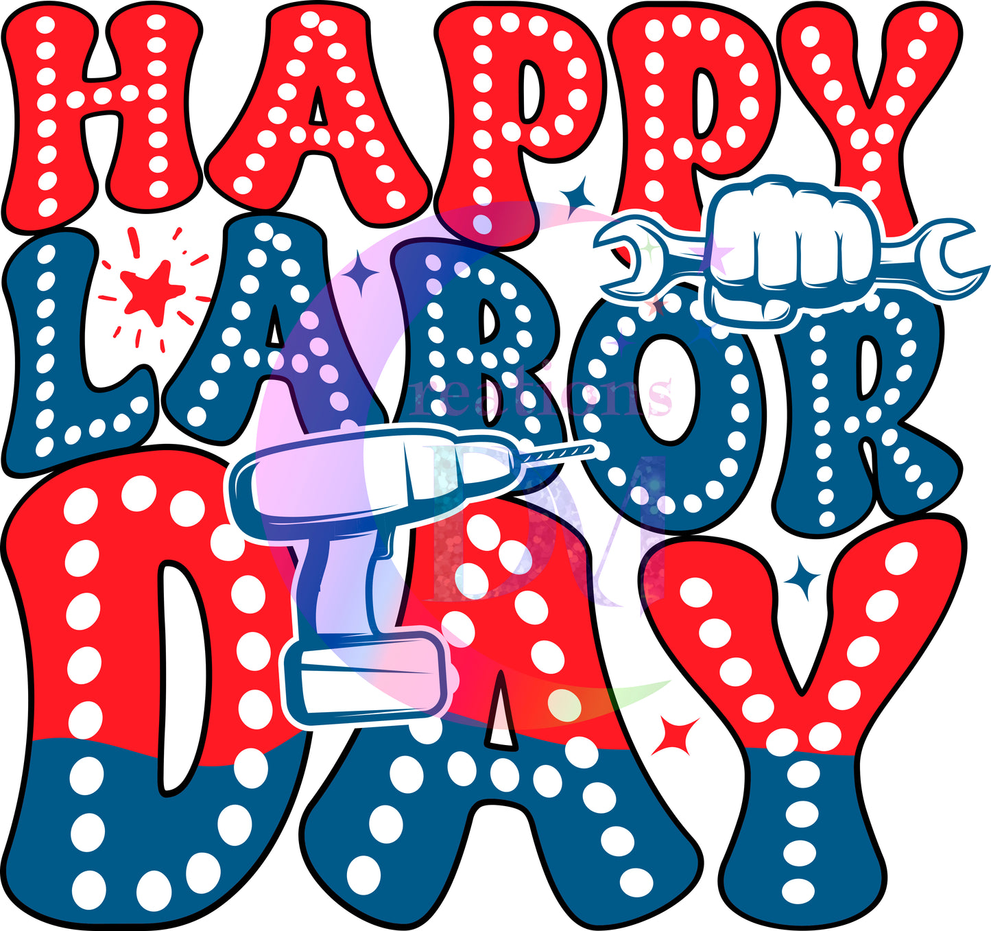 Labor Day - USA - happy Labor Day groovy blue and red