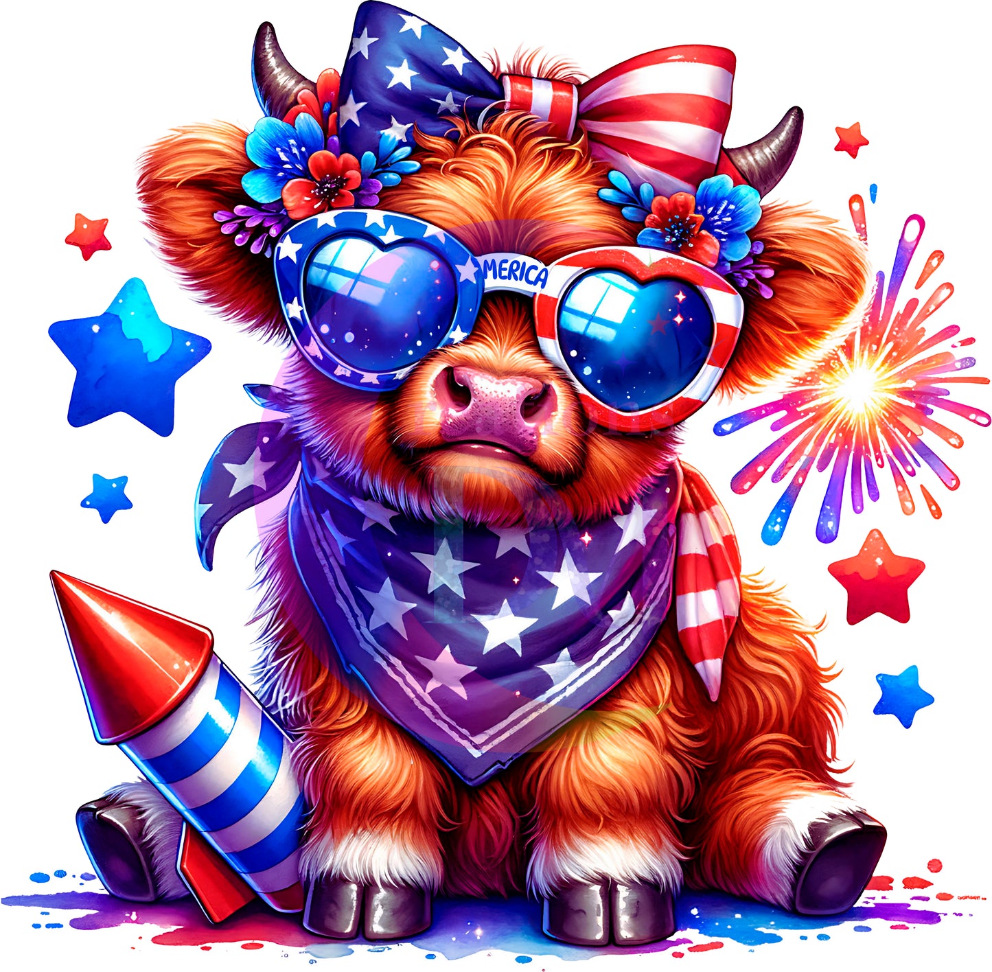 Fourth of July  - patriotic cow