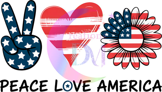 Fourth of July DTF - Peace-  Love - America