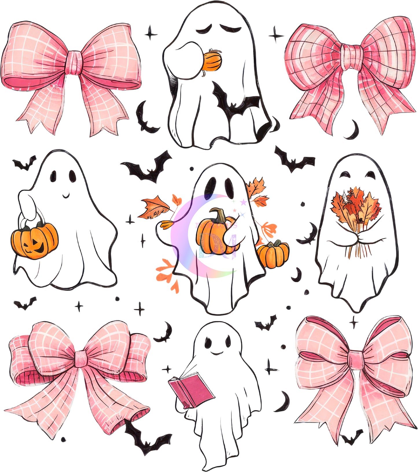 halloween DTF -  Ghost - pink bow