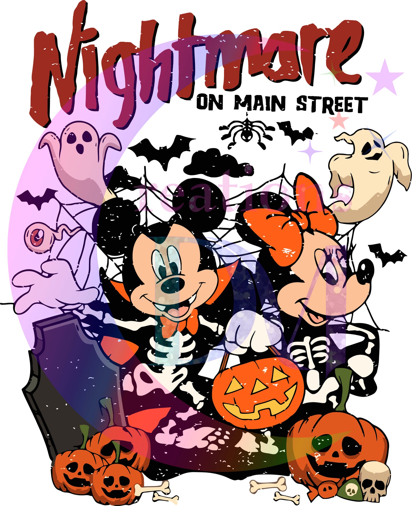 halloween DTF - nightmare on main street mickey and friends