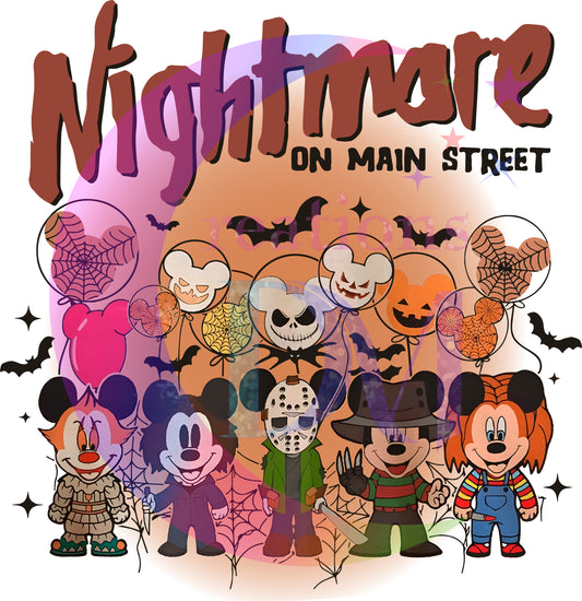 halloween DTF - nightmare on main street horror friends mickey themed