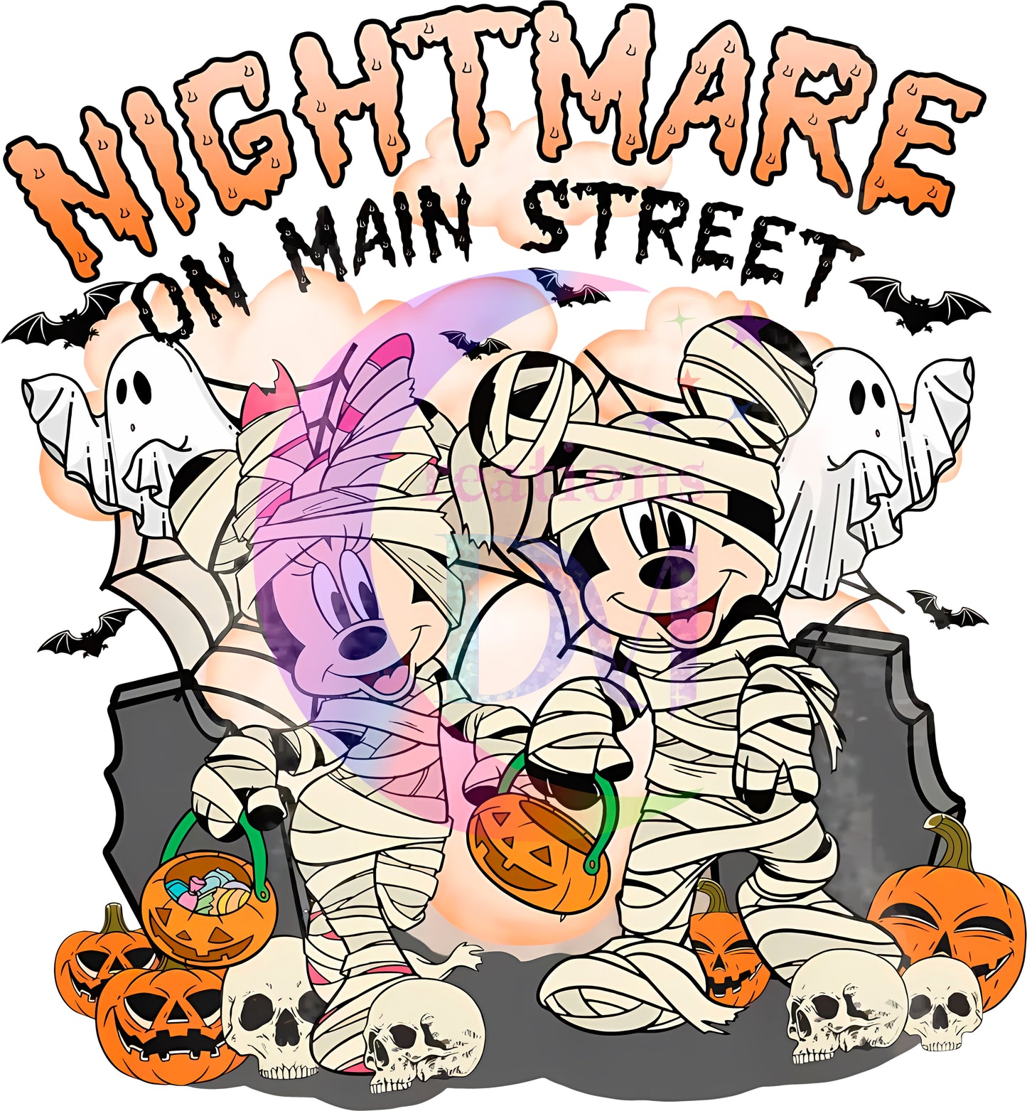 halloween DTF - nightmare on main street mickey mummies