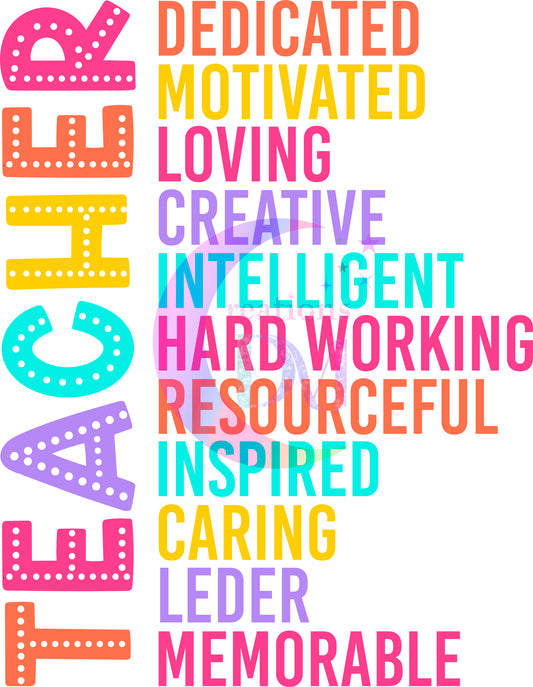 Teacher - TEACHER colorful and inspiration words
