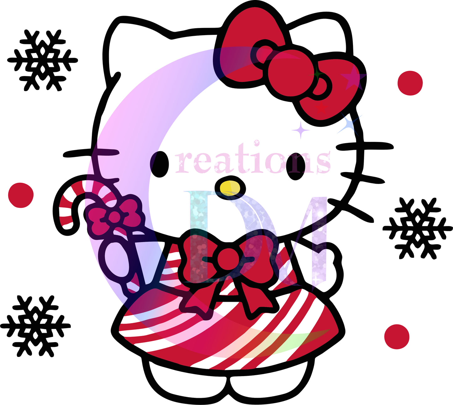 Christmas DTF - hello kitty - hello kitty red candy cane.