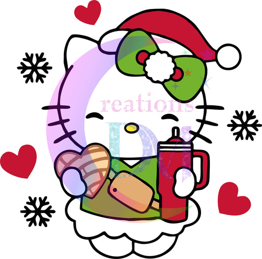 Christmas DTF - hello kitty - hello kitty concha green outfit