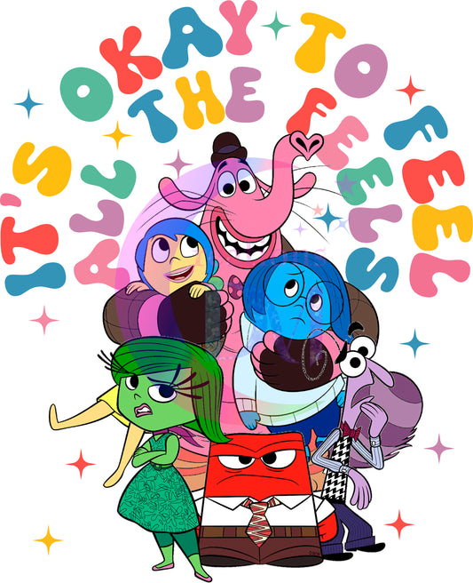 inside out DTF - its okay to feel all the feels in rainbow form with characters