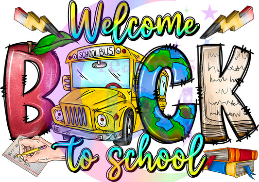 back to school DTF -  welcome back to school bus