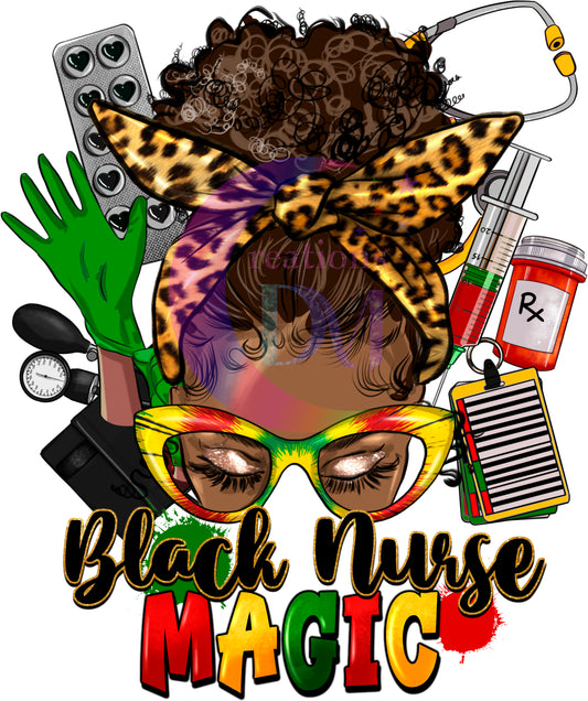 NURSE - afro messy bun black nurse magic