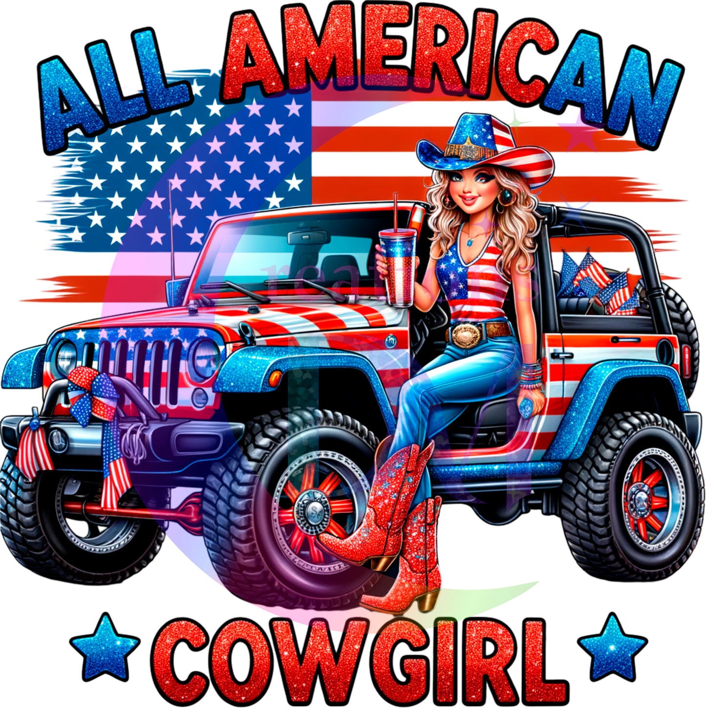 Fourth of July  -  all American cowgirl truck