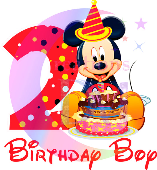 Happy birthday DTF - mickey mouse  birthday boy red  number 2