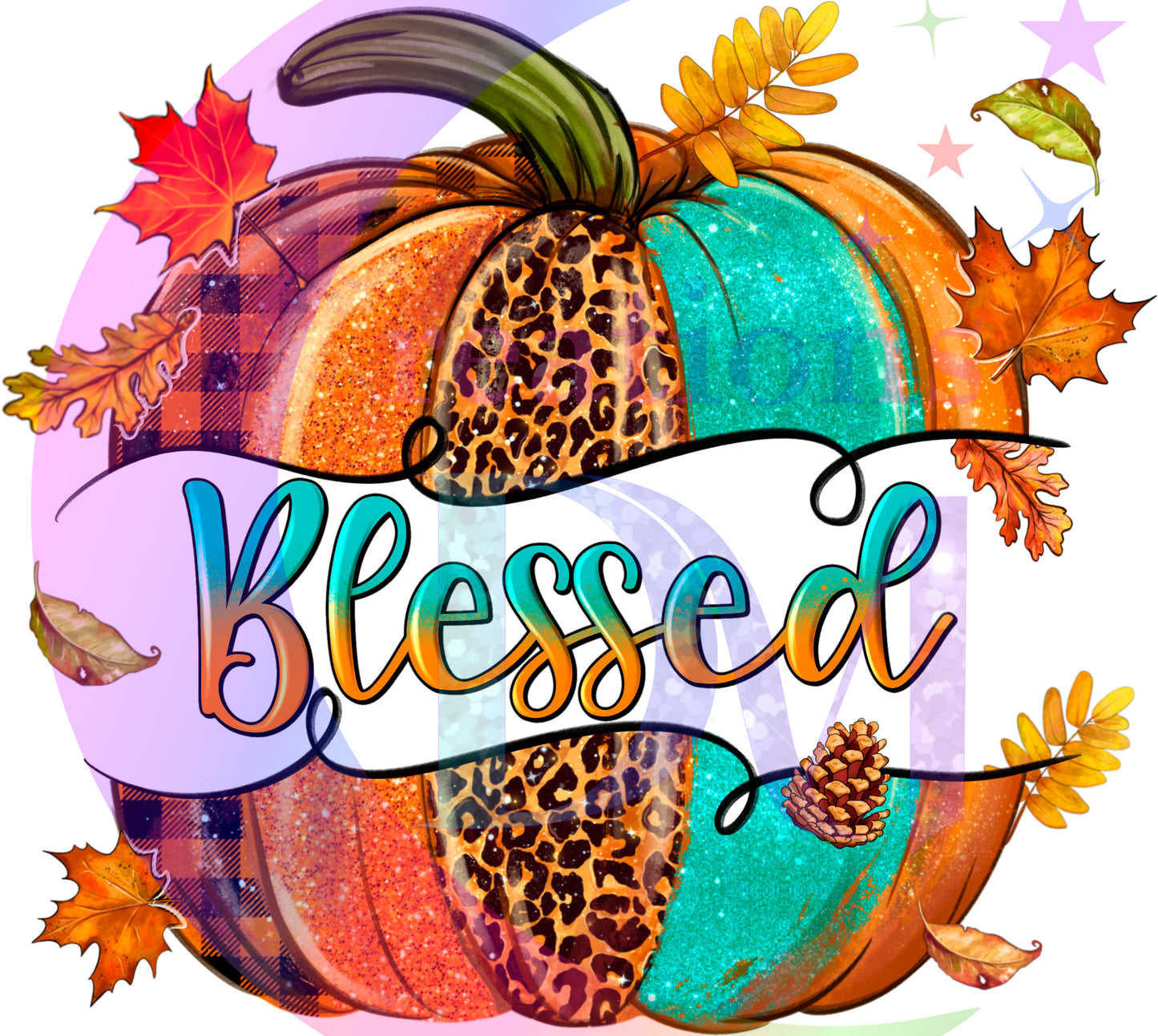 Thanksgiving DTF- Blessed pumpkin blue