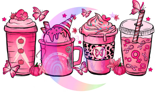 breast cancer awareness month - pink cups