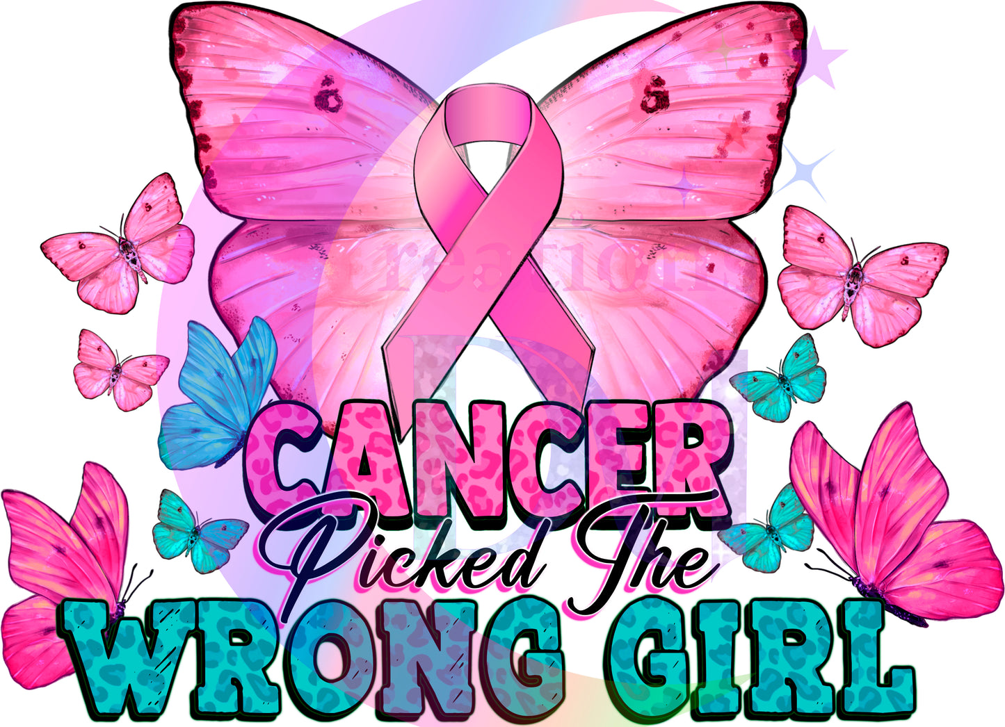 breast cancer awareness month - cancer picked the wrong girl butterfly