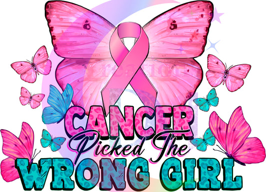 breast cancer awareness month - cancer picked the wrong girl butterfly