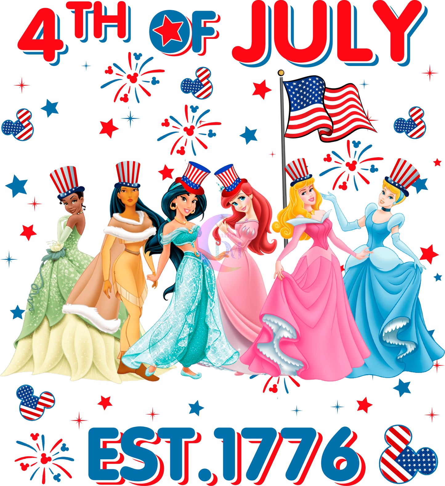 Fourth of July DTF - happy 4th of July princesses est.1776