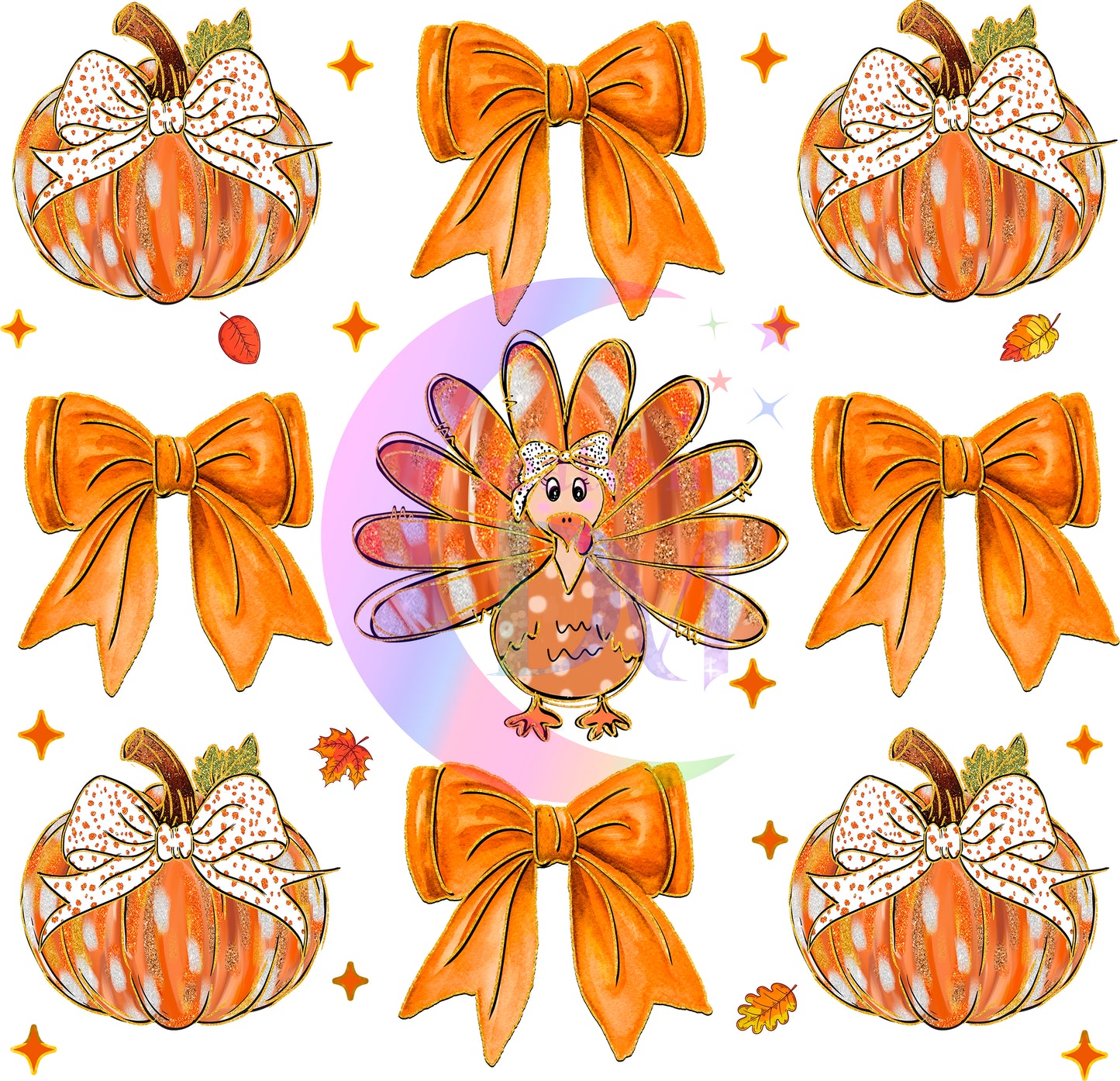 Thanksgiving DTF- bow , pumpkin and turkey orange