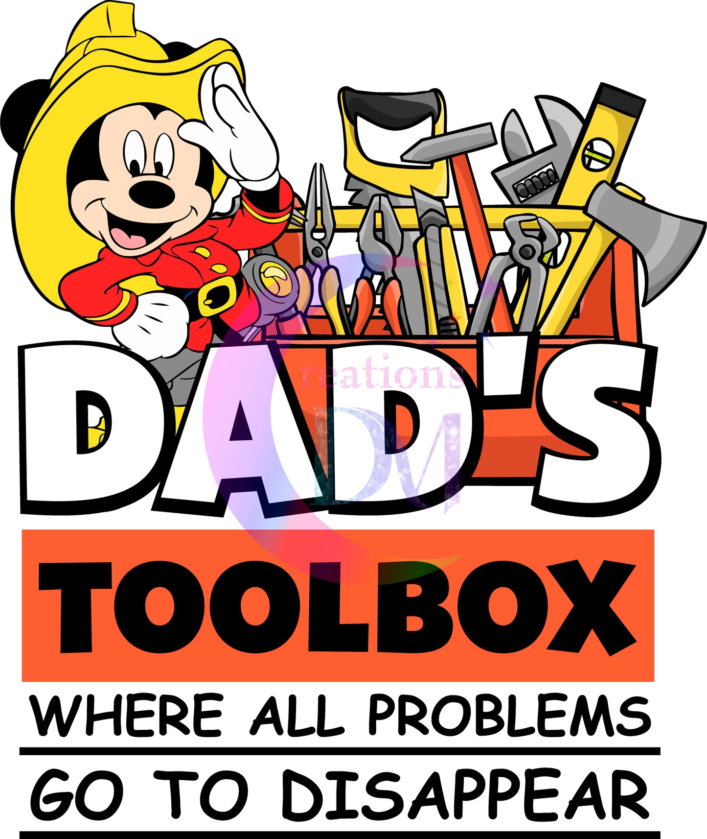 Father's Day DTF - dad's toolbox where all problems disappear mickey