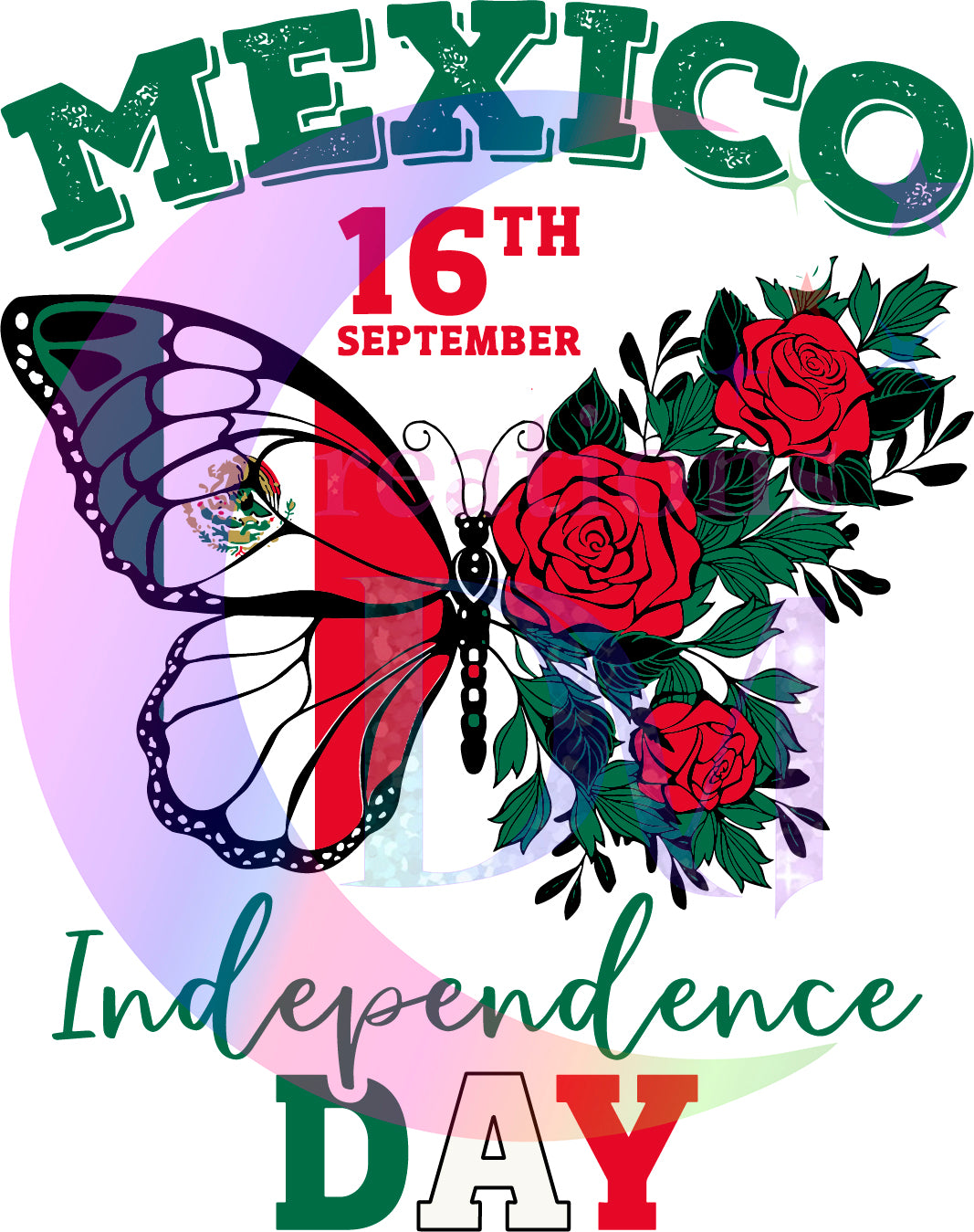 Independence Day - Mexico butterfly roses and Mexican flag