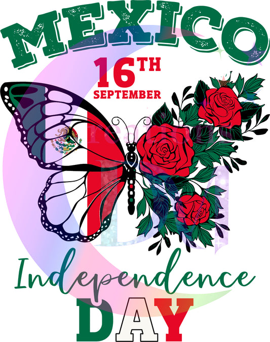 Independence Day - Mexico butterfly roses and Mexican flag