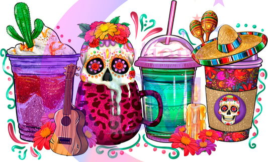 Dia de los muertos/Day of the Dead- coffee pink