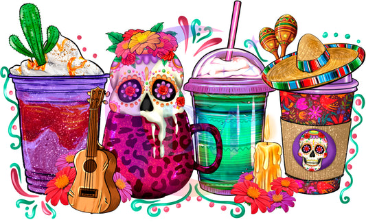 Dia de los muertos/Day of the Dead-  day of the dead cups colorful