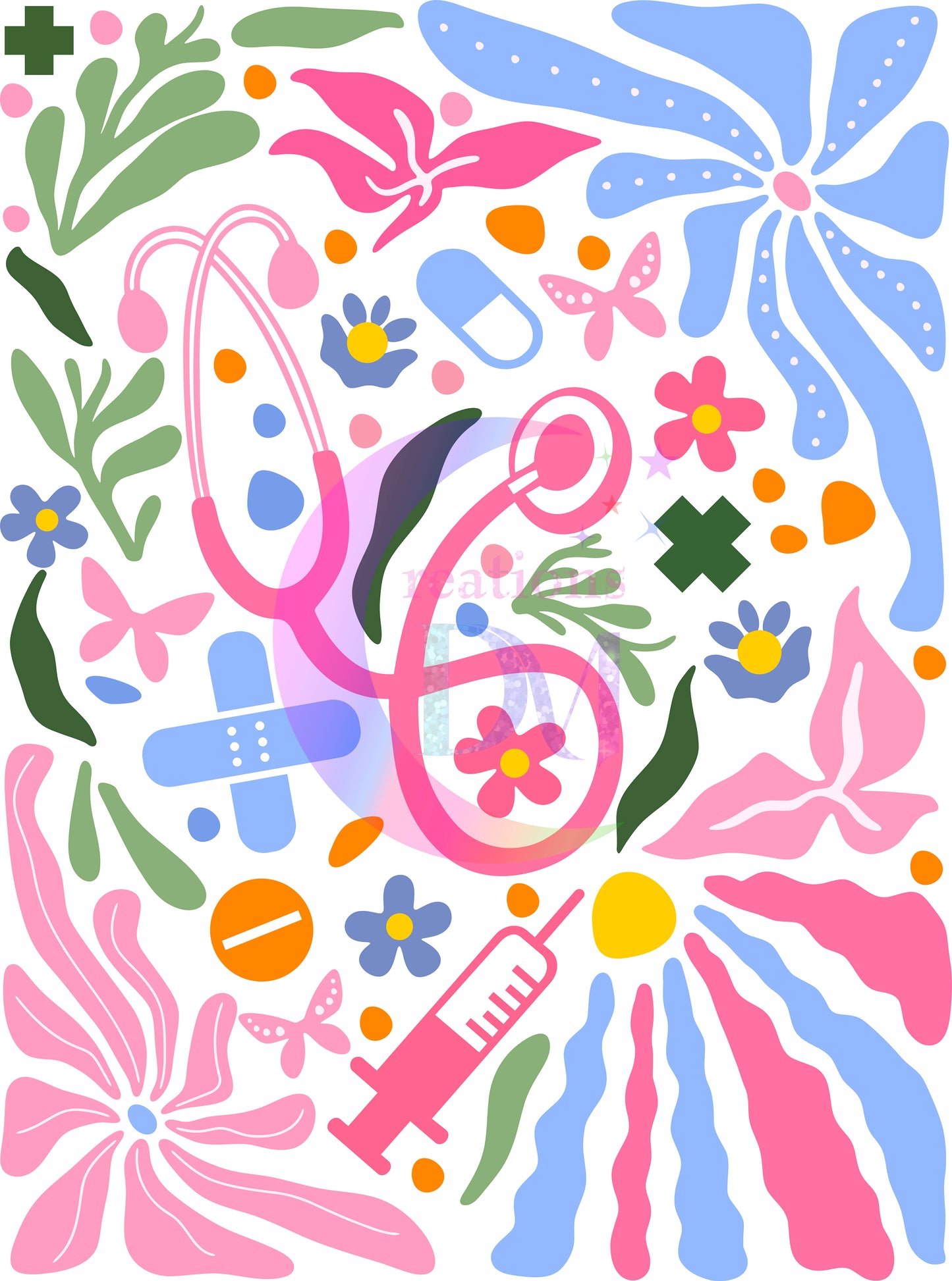 NURSE - floral nurse stethoscope