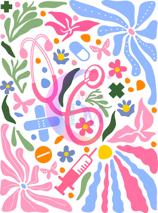 NURSE - floral nurse stethoscope
