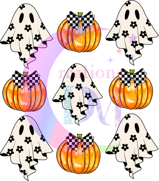 Fall DTF - ghost and pumpkin checkers