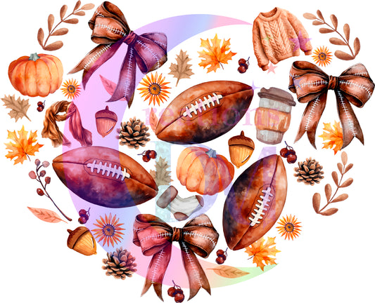 Fall DTF - football heart & bow