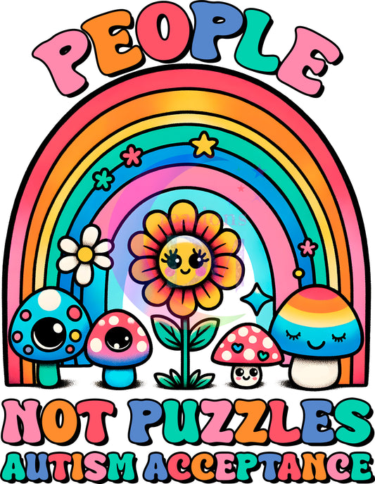 autism DTF  - autism people not puzzles rainbow