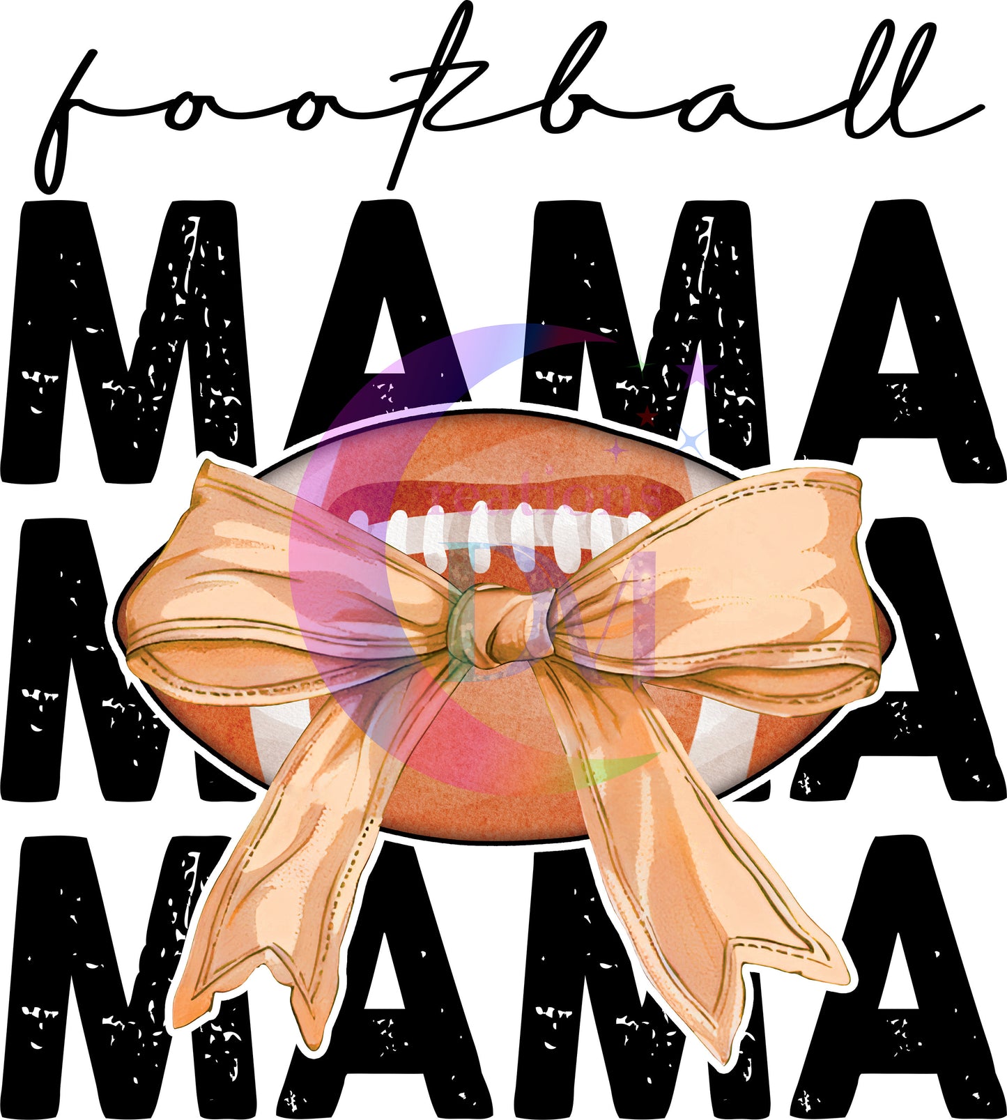 sports DTF  - football mama x3 bow