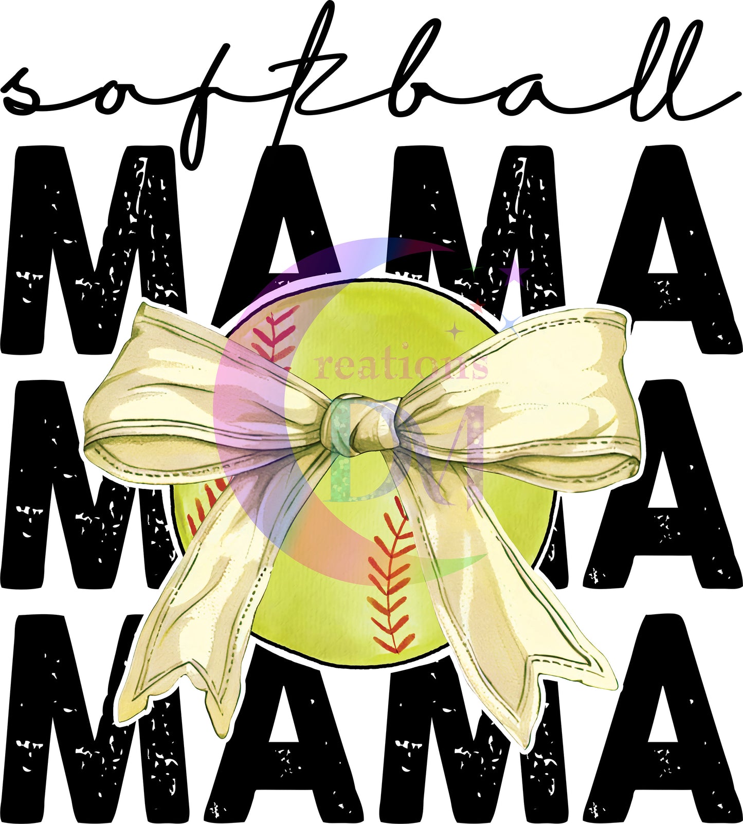 sports DTF  - softball mama x3 bow