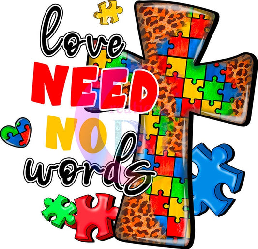 Autism DTF - love need no words cheetah cross