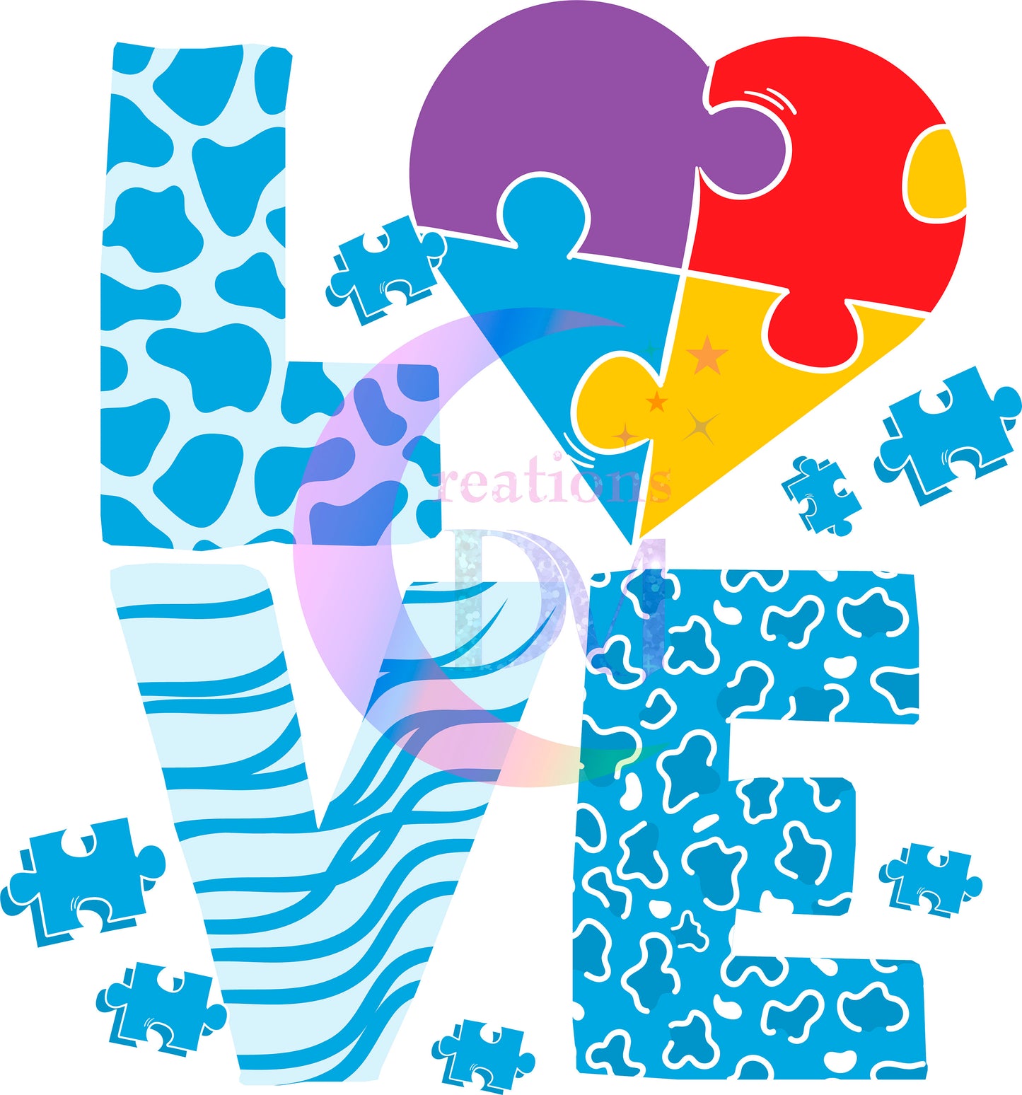 Autism DTF - autism LOVE in blue