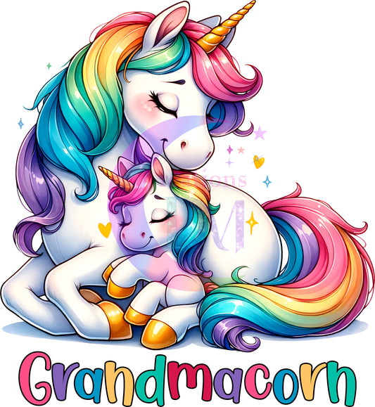 Mother's Day DTF - Grandmacorn - big unicorn and baby unicorn