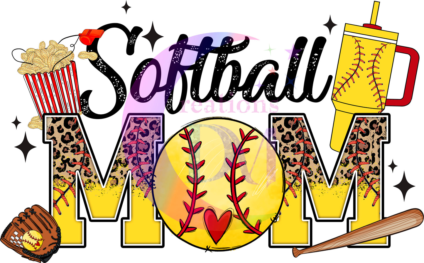 sports - SOFTBALL mom cheetah print DTF