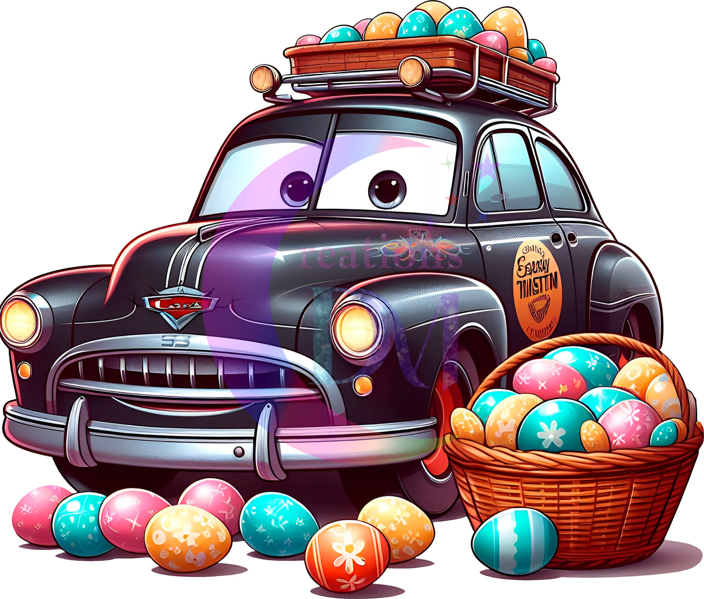 Easter " sheriff cars " eggs design DTF