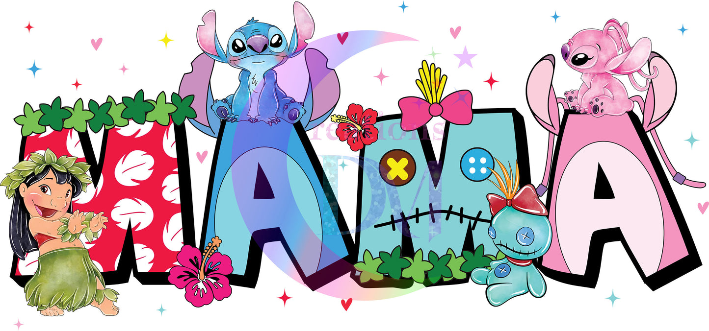 Mother's Day Disney MAMA - letters " lilo & stitch" DTF