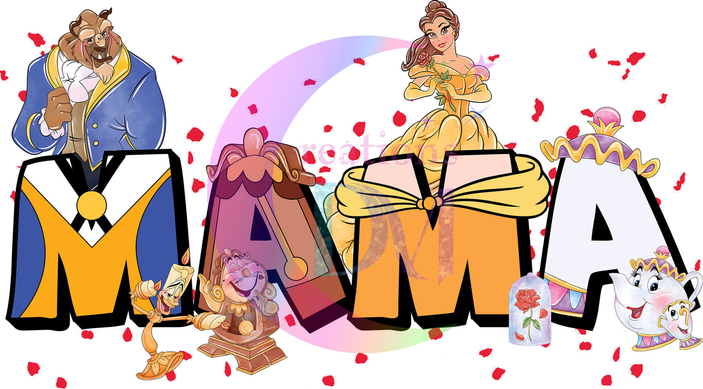 Mother's Day Disney MAMA - letters " Beauty and the best  " DTF