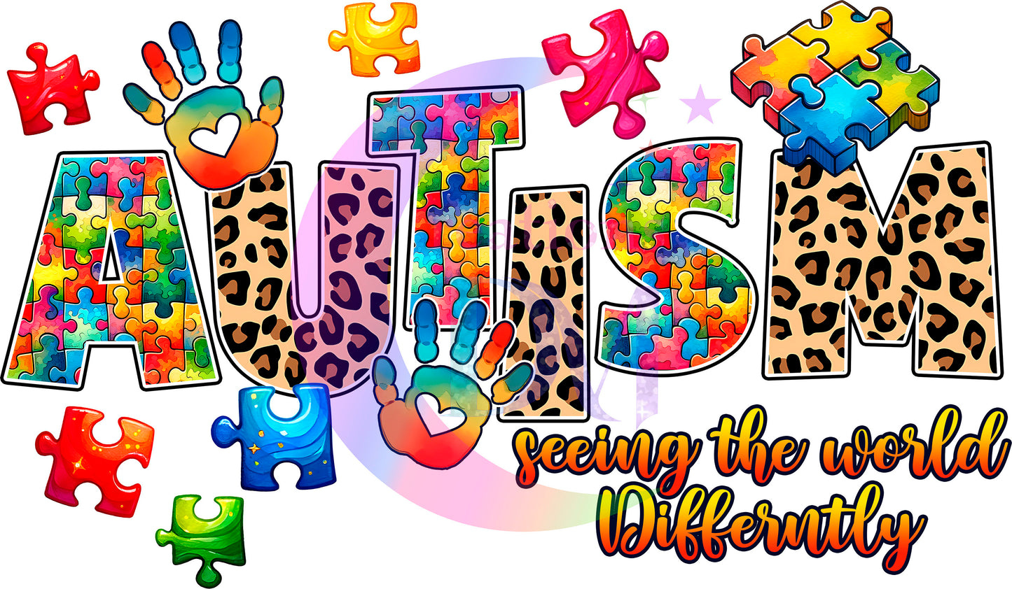 autism DTF  - autism seeing the world differently cheetah print