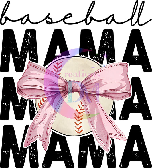 sports DTF  - baseball mama x3 bow