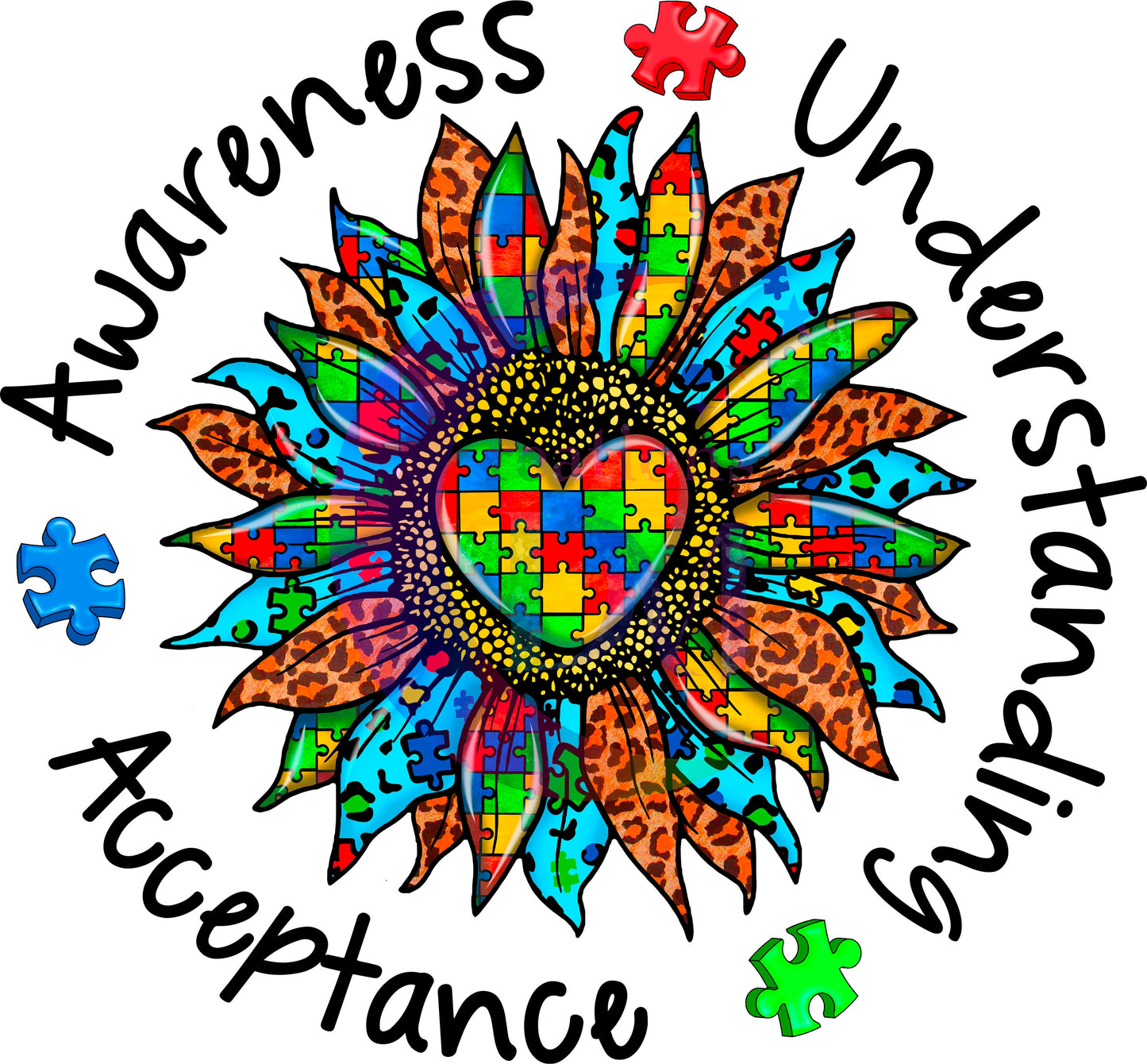 Autism DTF - awareness , understanding sunflower circle