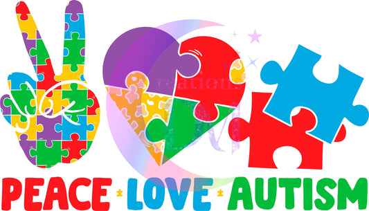 Autism DTF - peace * love * autism x2