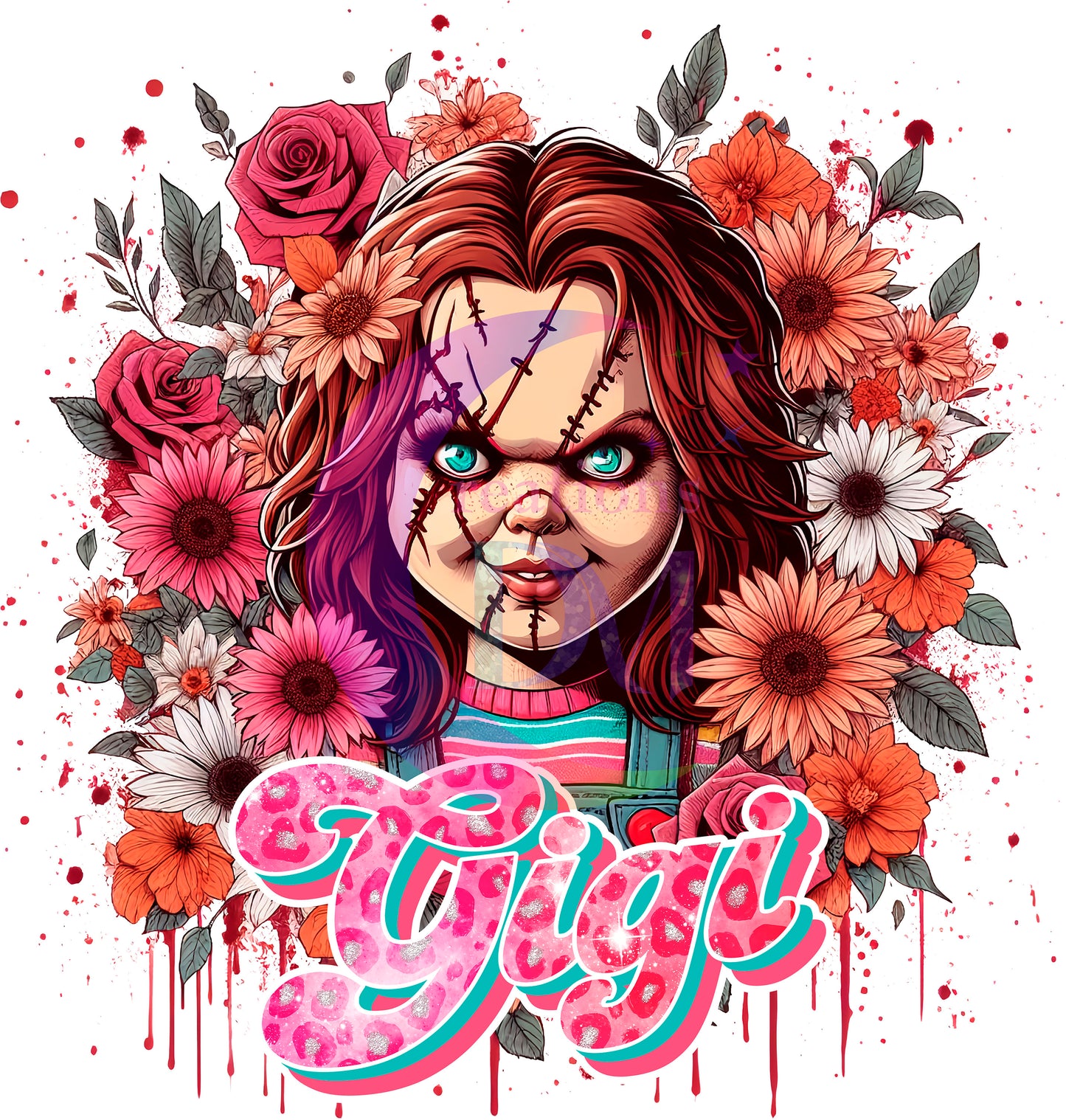 Mother's Day DTF personalization - Chucky "GIGI" flowers personalize add baby name