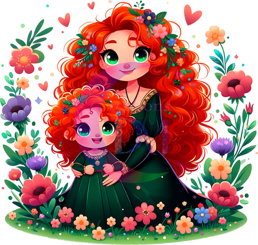 mothers day- Disney princess Merida and daughter with flowers