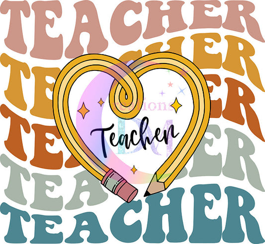 Teacher DTF - teacher ( pencil heart ) x5